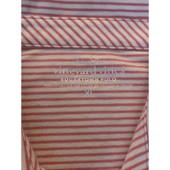 Vineyard Vines Edgartown Polo Shirt XL Pink Striped Whale Logo Pima Stretch Golf - Picture 4 of 7